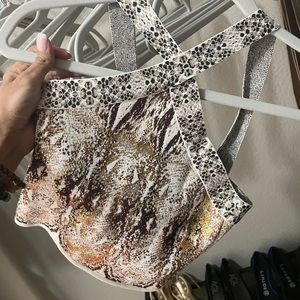 BCBGMAXAZRIA 2 piece white gold top and skirt